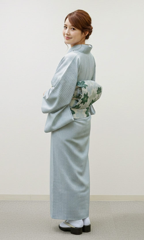 女単衣 綿混 洗える着物 夏用