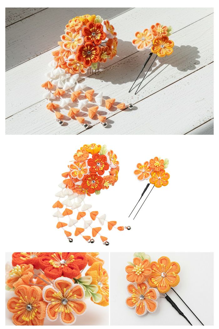 つまみ細工飾り つまみ細工 髪飾り 白/紺/くすみ赤/ゴールド 成人式 卒業式 七五三