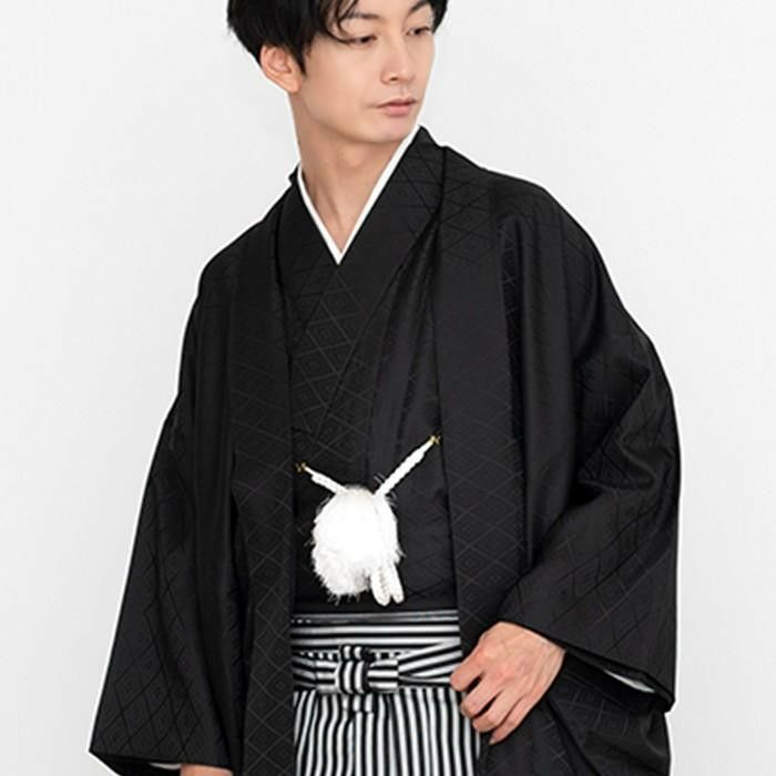 Amazon | [京のみやび] 男性用 黒紋付 羽織袴セット 6点セット