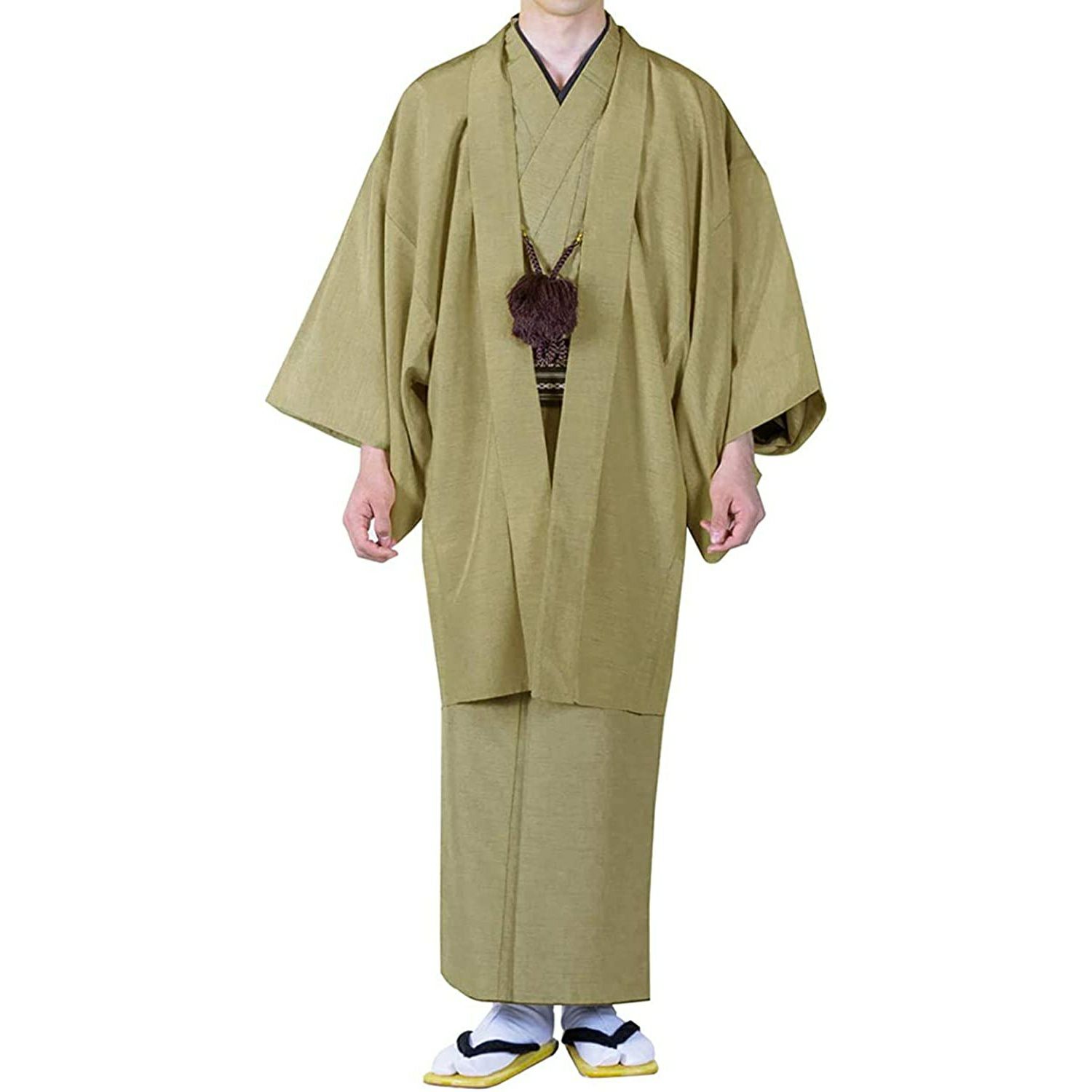 紬]男紬 男着物 美品 正絹 アンサンブル 羽織 富士山 宝船 袷 メンズ 