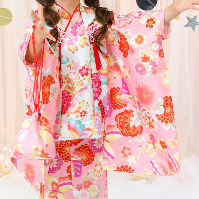 豪華9点フルセット】 七五三 着物 3歳 華やかD レトロ 753 被布 豪華9点フルセット】 七五三 着物 3歳 華やかD レトロ 753 被布