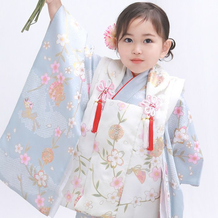 豪華9点フルセット】七五三 着物 3歳 女の子 被布セット くすみ