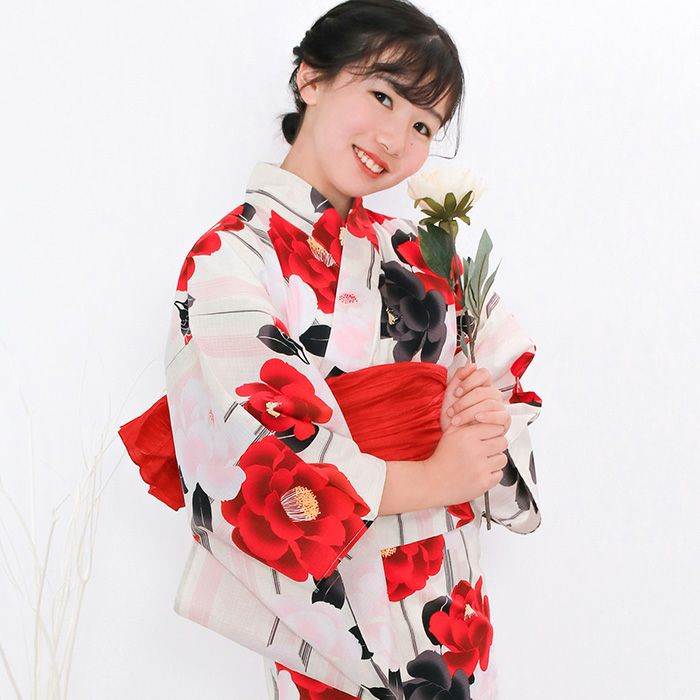 柔らかな質感の 浴衣2点セット 【浴衣 兵児帯】ガールズ レトロ B 子供 女の子 着物・浴衣・和小物